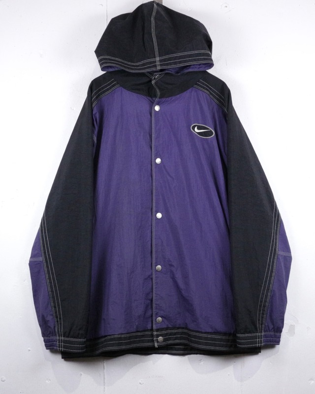 【Caka act2】90’s “NIKE” Color Switched Design Vintage Loose Hooded Nylon Jacket