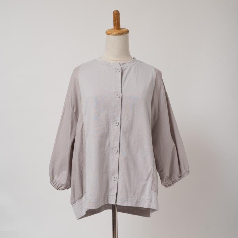 綿麻布帛×OE天竺 切り替え7分バルーン袖CD
