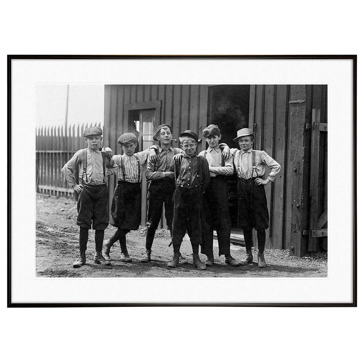 ビンテージ　アンティーク　usa 工場　パース　インダスリアル　額装アート 人物写真 1910年 アメリカ ミズーリ州イーストセントルイス ガラス工場
