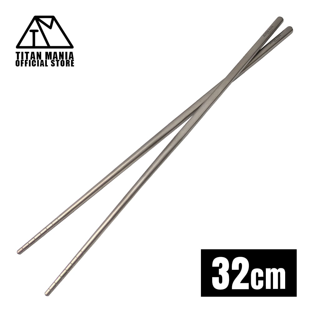 箸 チタン製 23cm 軽量 頑丈 角箸 菜箸 長い 太い 純チタン 1膳 滑り