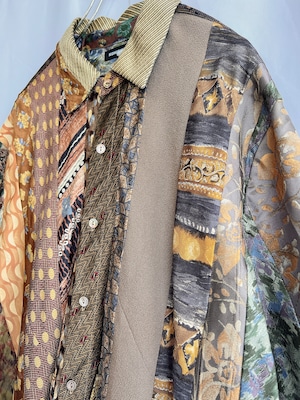 【KOH ISHIGURO】"再構築" REMAKE vintage tie striped patchwork short sleeve shirt