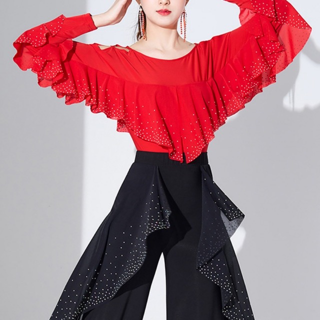 ケープスリーブ フリル ラインストーン トップス 3col　D00092