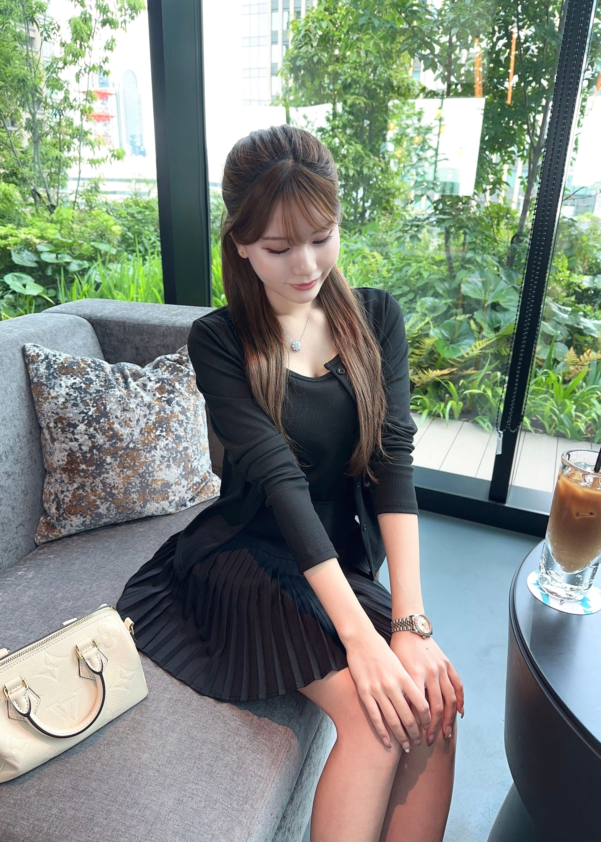 ファッションメッセージ韓国製シック花柄紫フリルアンサンブル