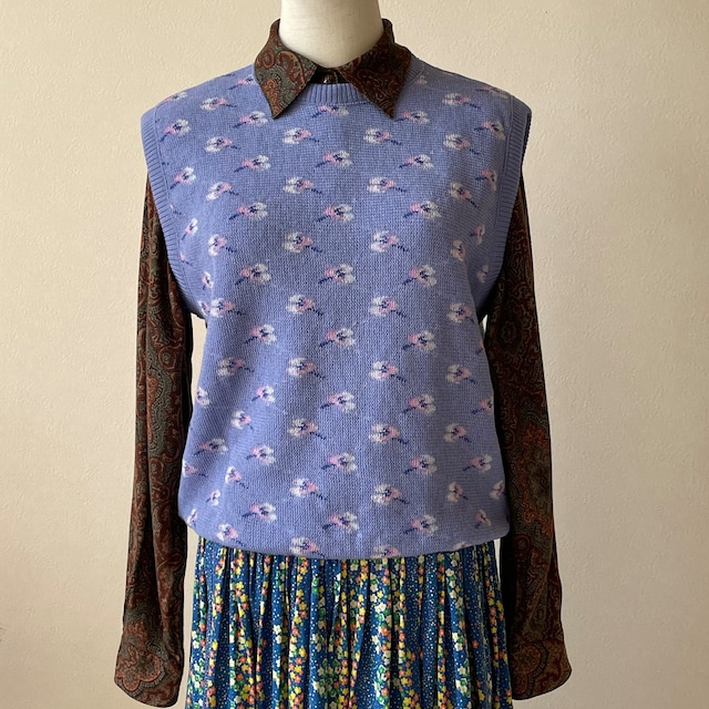 PENDLETON 1980s  Floral Knit Vest W79