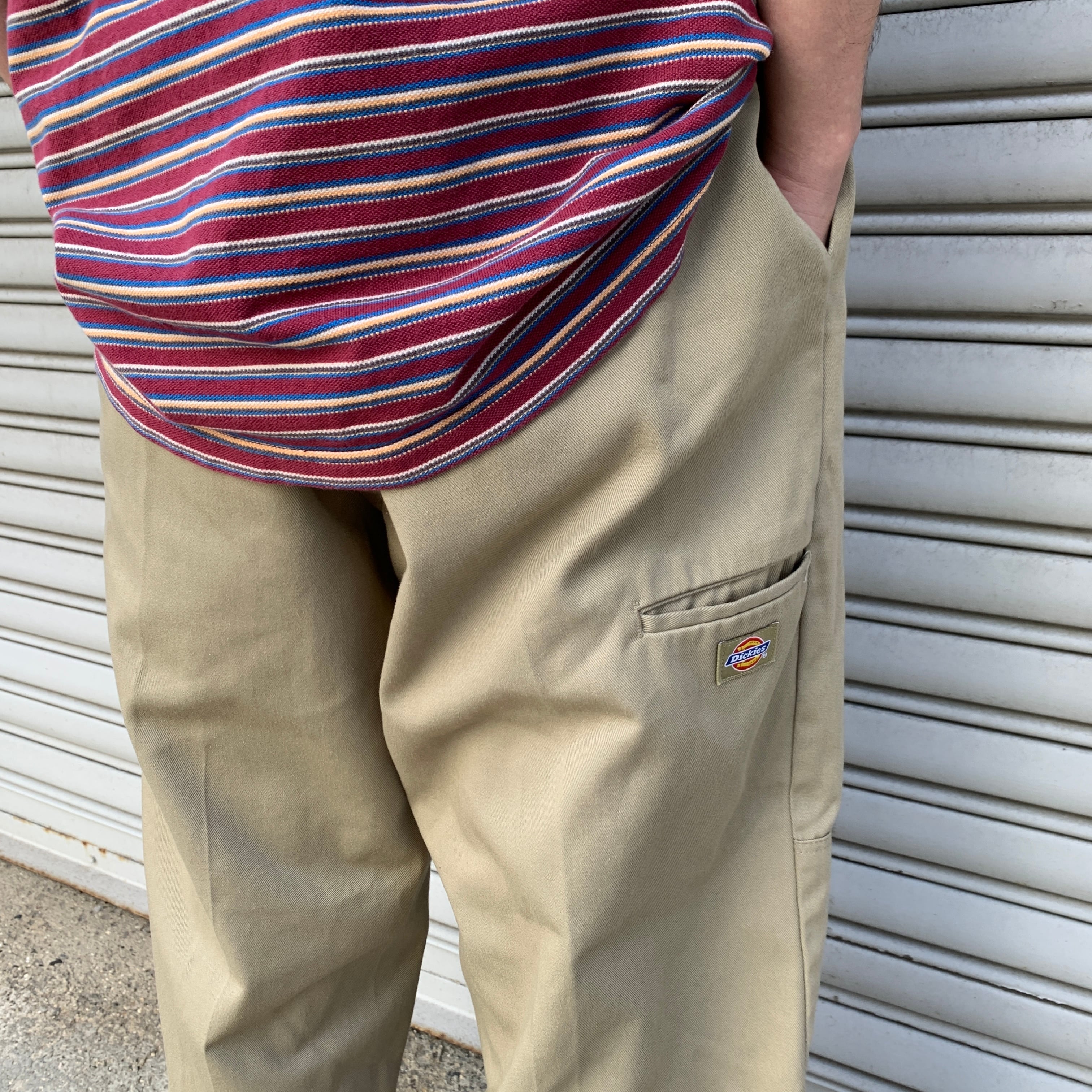 90s Dickies ダブルニーワークパンツ チノパン ベージュ W34L32 | 古着