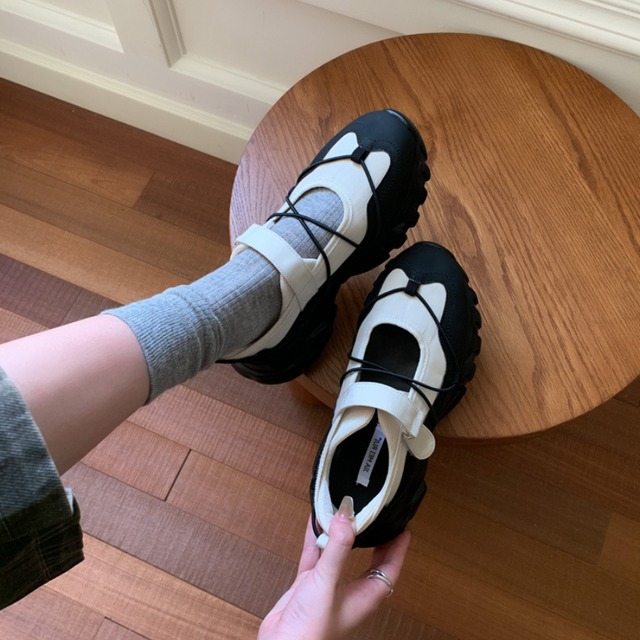 chunky sole velcro strap shoes L0568