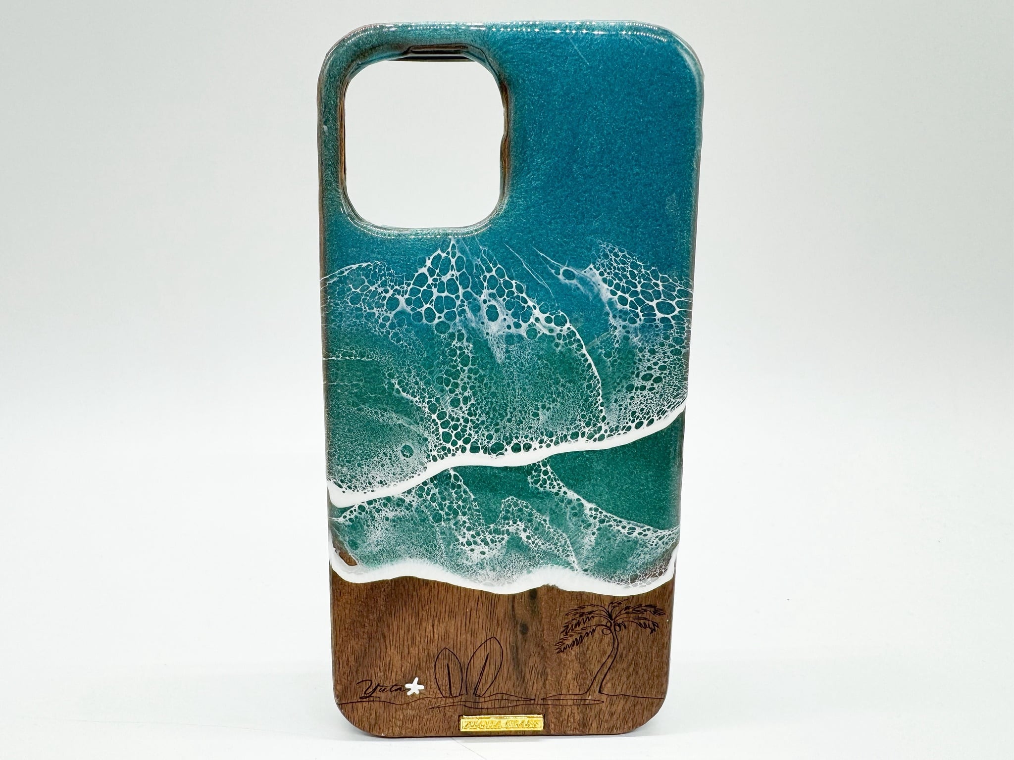 Green coast/wood×resin wave case(walnut)