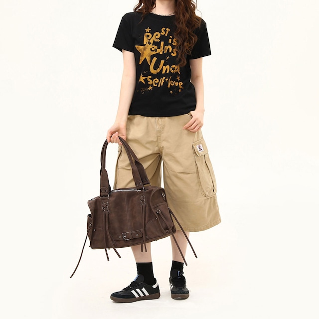スターレタリンググラフィックプリントTシャツ 1col R02436
