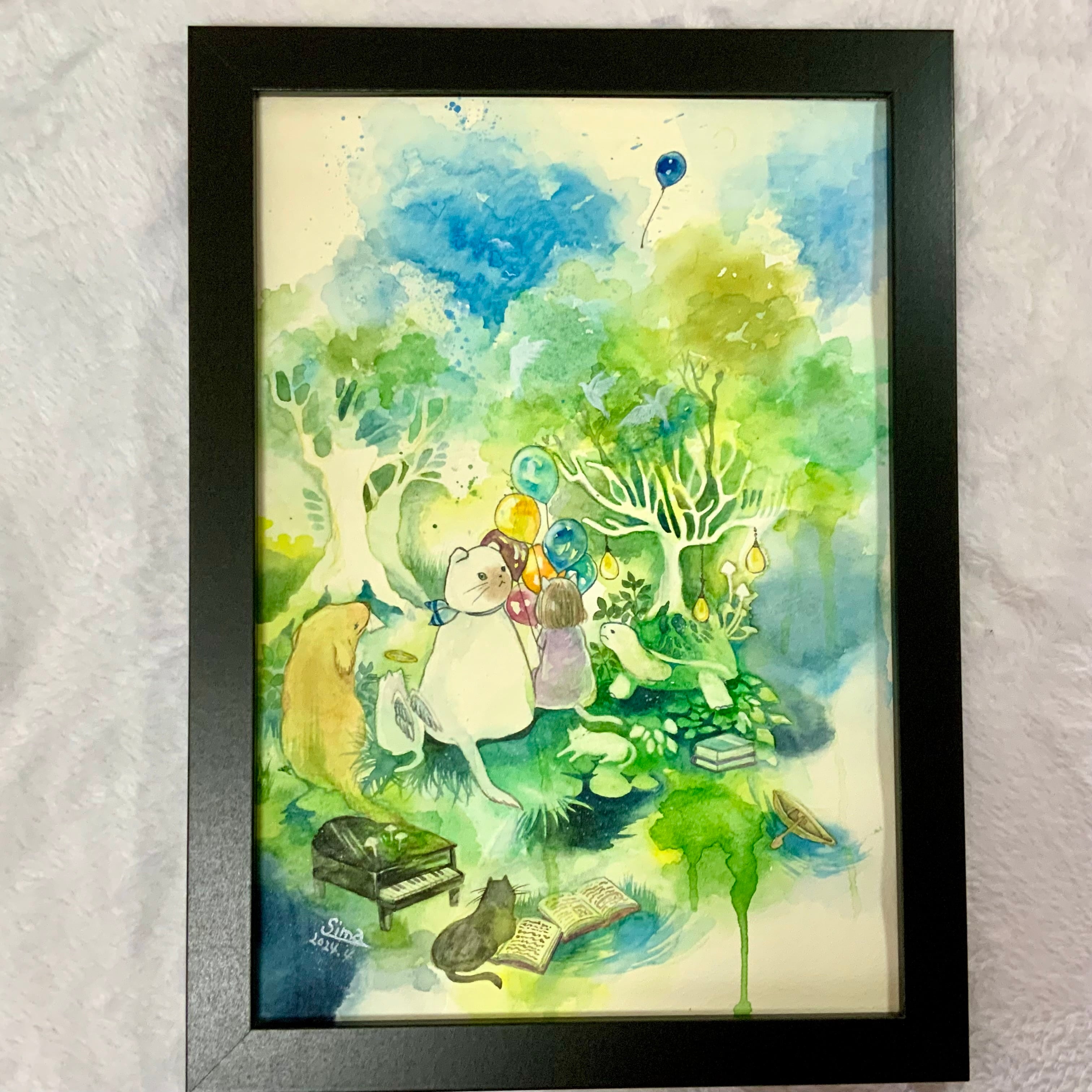 水彩画 空飛ぶ風船 | Art shop 森羅万象