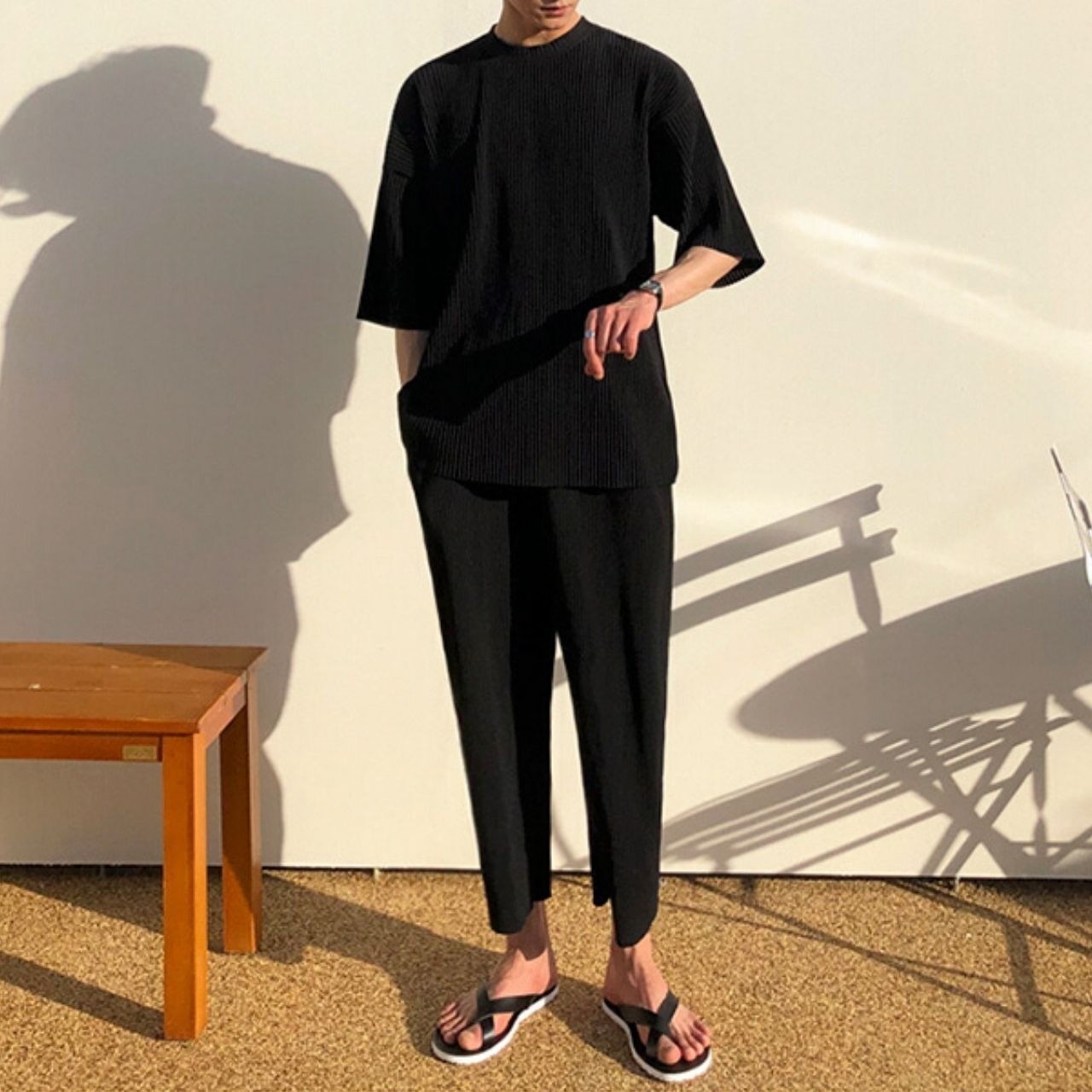 サマーリブブラックスーツTシャツ（別売りでセットアップのパンツあり）　MT0080454