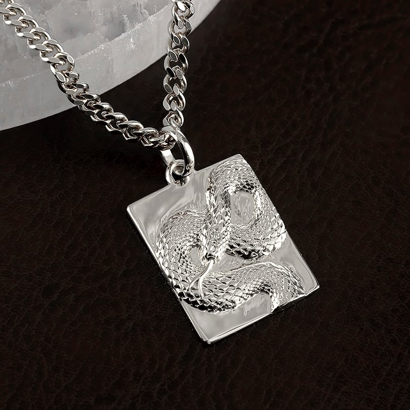 ヘビ 蛇 ペンダントトップ シルバー スネーク プレート ネックレス
