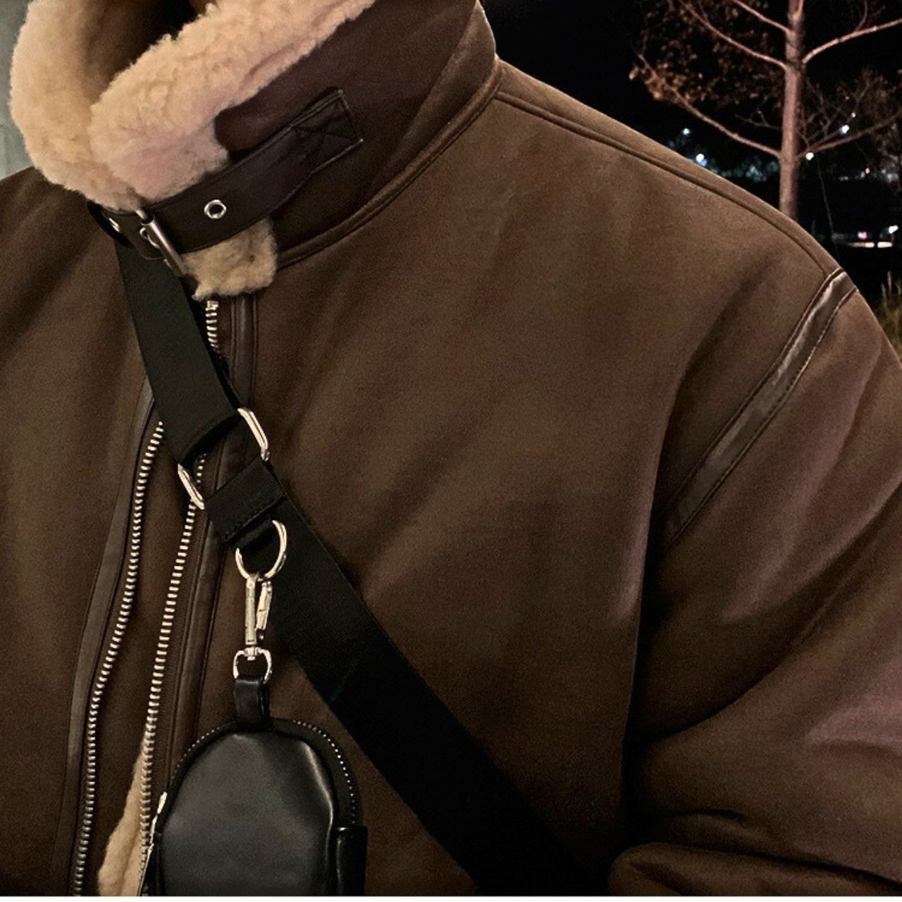 ムートン風ボア襟オーバーサイズスタンドカラーブルゾン　1002