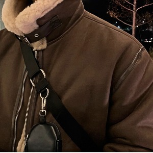 ムートン風ボア襟オーバーサイズスタンドカラーブルゾン　1002