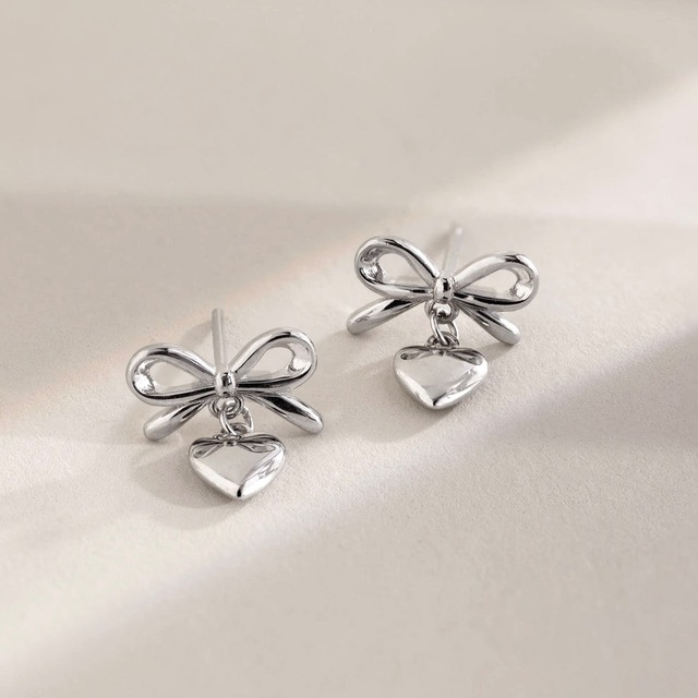 ribbon heart pierce silver925 [p397]