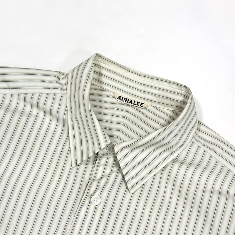 【22SS】 AURALEE オーラリー FINX STRIPE SHIRTS フィンクス ストライプ シャツ / A22SS01FS / サイズ:5  / グリーン / 長袖