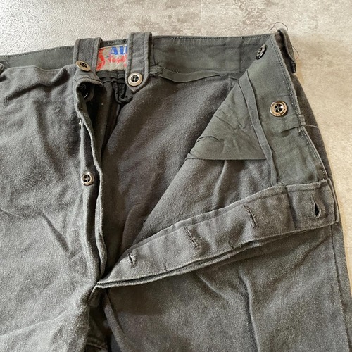 40-50s Almi フレンチワーク モールスキン ブラック パンツ W32 詳細写真7