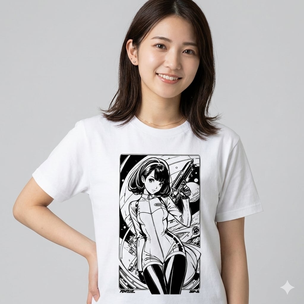 全5色】レトロアニメ Tシャツ 80s 90s SF アニメ風 ポスター プリントT
