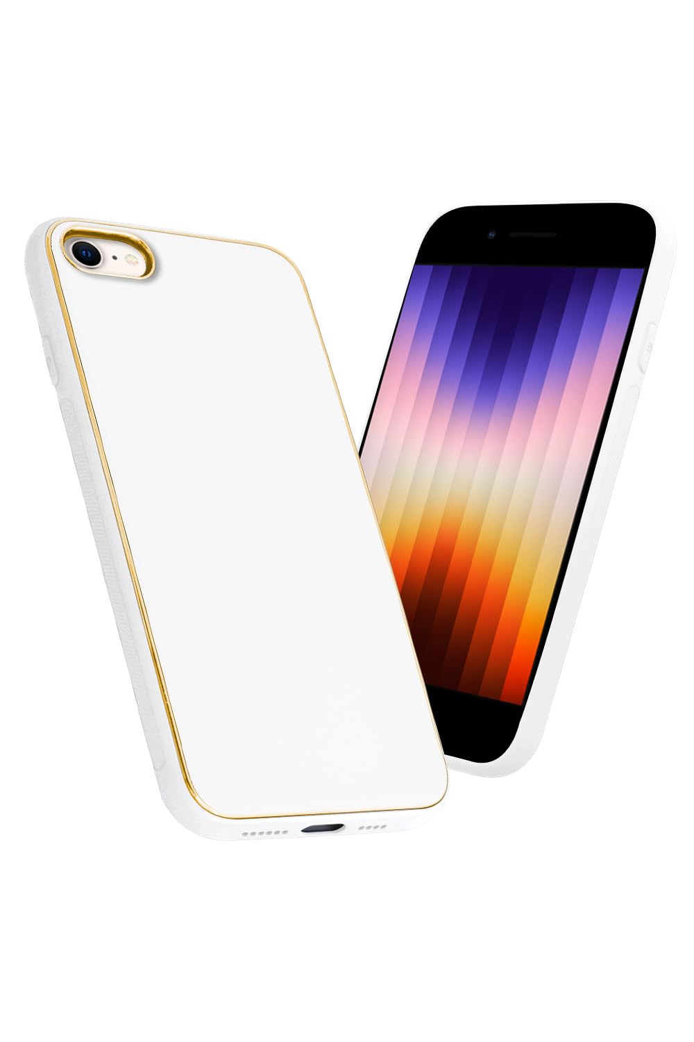 シズカウィル iPhone SE 第3世代 / 8 / 7 用 スマホケース 耐衝撃 エレガントーン ホワイト 1個入り