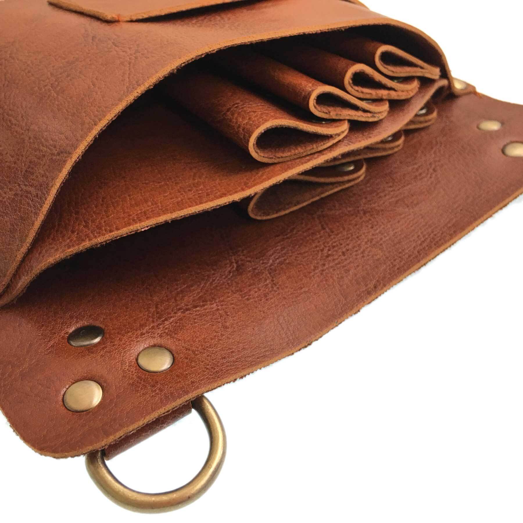 シザーケース ブラウン ハサミ7丁 スクエア型 PUレザー 美容師