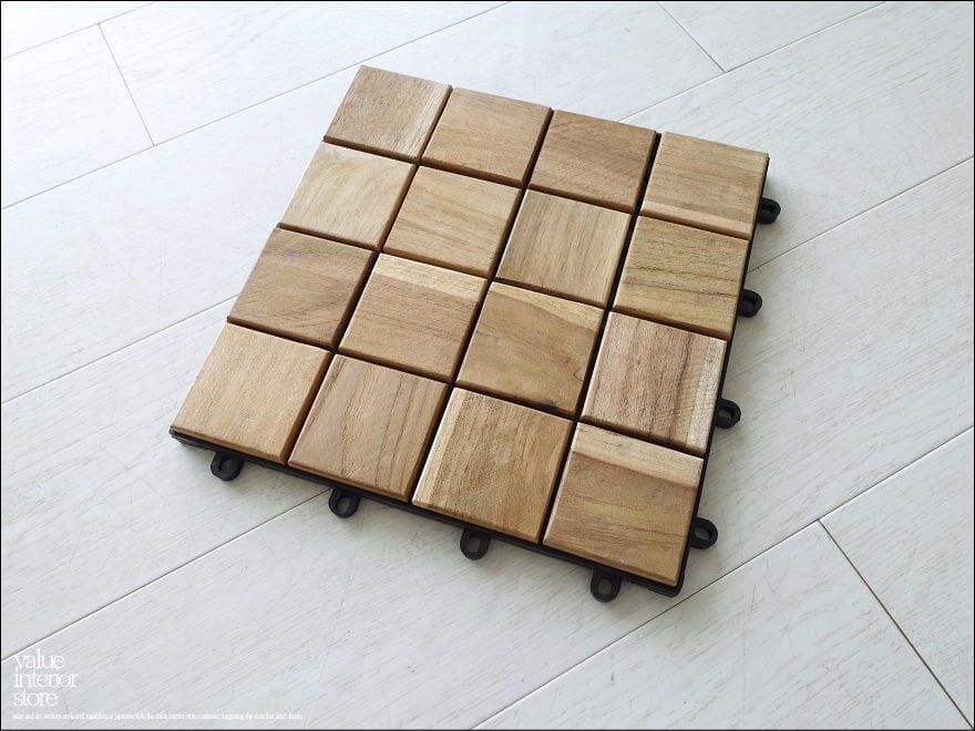 「 U様 ご予約商品 」チーク無垢材 デッキマットSQ×16点 バルコニーマット デッキタイル フロアタイル 無垢材マット 連結式 床タイル テラスタイル ベランダマット 30cm x 30cm idadeck