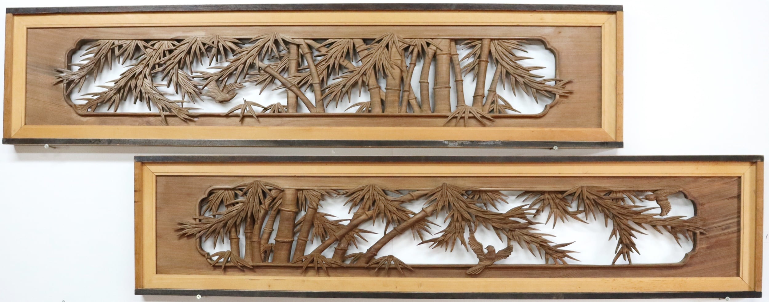 彫刻欄間【竹にスズメ】神代杉 | アウトレットらんま