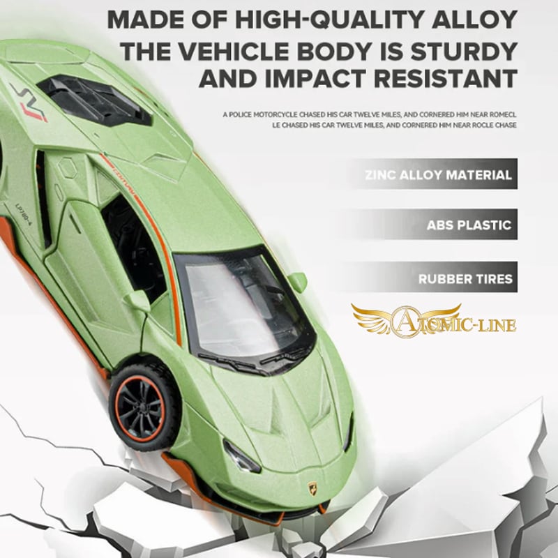 ランボルギーニ 模型 ランボルギーニ LP780-4 ミニカー 1/36 全3色 ライト点灯 エンジン