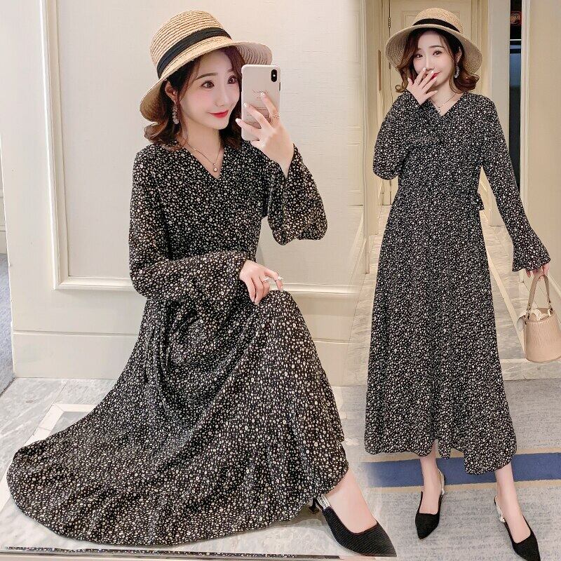 【新作】【送料無料】 授乳ドレス春のマタニティ授乳プリントドレスはすべて膝の西部のレトロな潮に長いスカートを取ります ロング スプリング 春物 AL expec334610376362