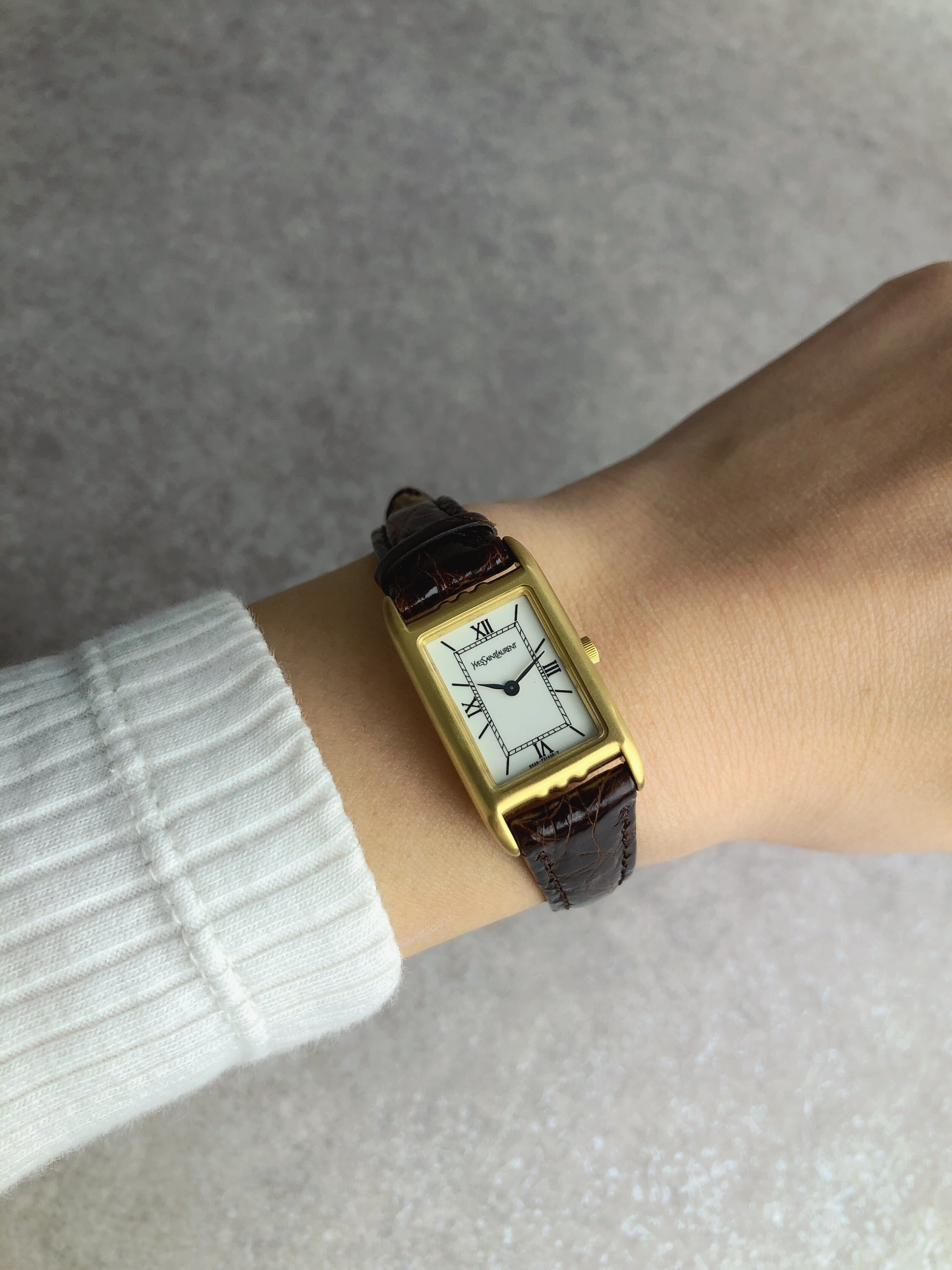 Yves Saint Laurent イヴ・サンローラン スカーフ ネイビー シルク 花