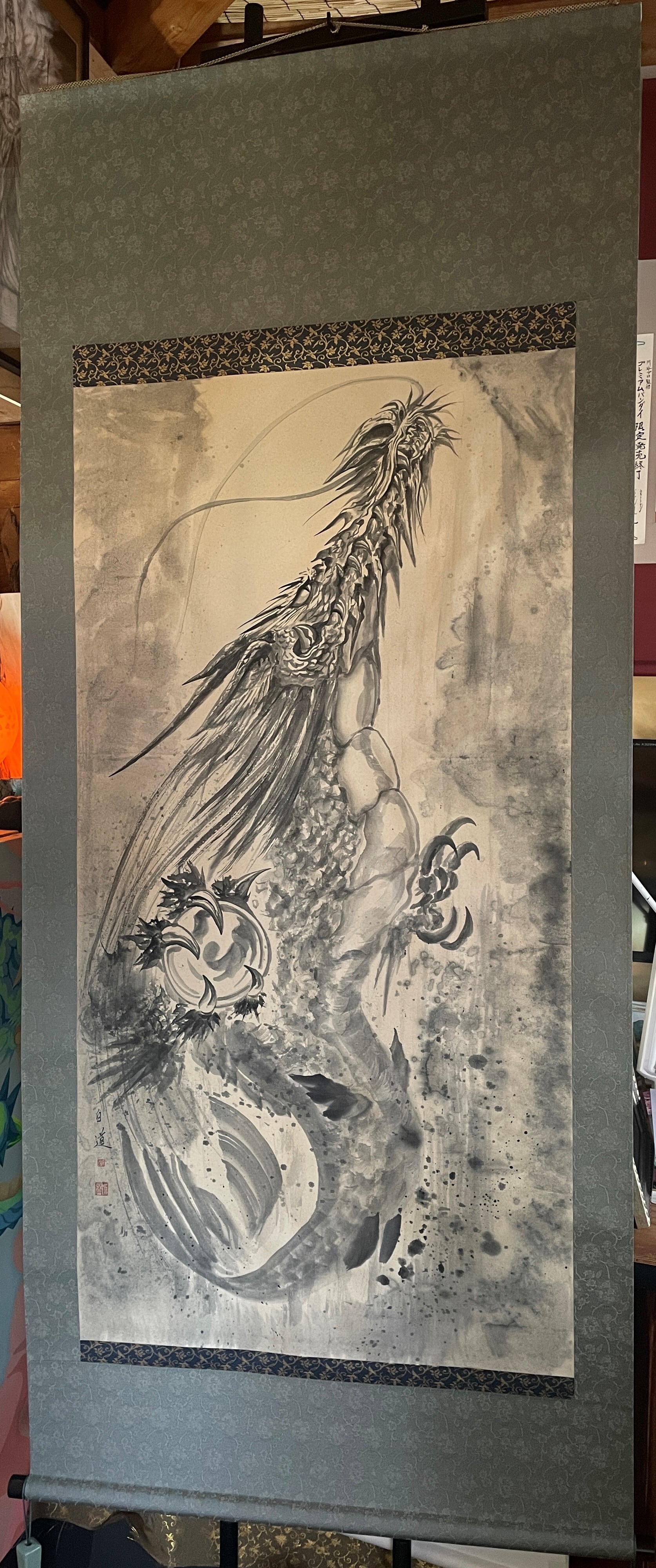 ☆Hakudouroom. 絵師白道　「青龍」五神獣　四神獣　獣類　龍　絵　絵画 直筆　白道　送料込み♪ ART☆Hakudouroom. 絵師白道 「青龍昇天」 高級額装 龍 絵