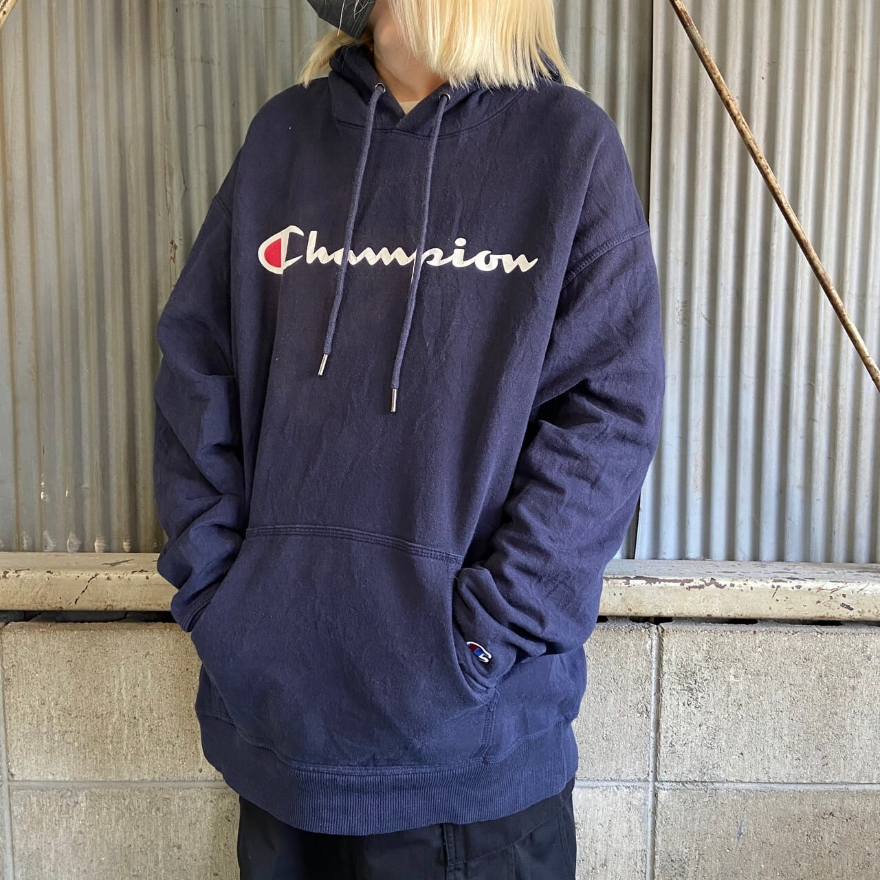 champion チャンピオン スウェット プルオーバー パーカー 水色 M