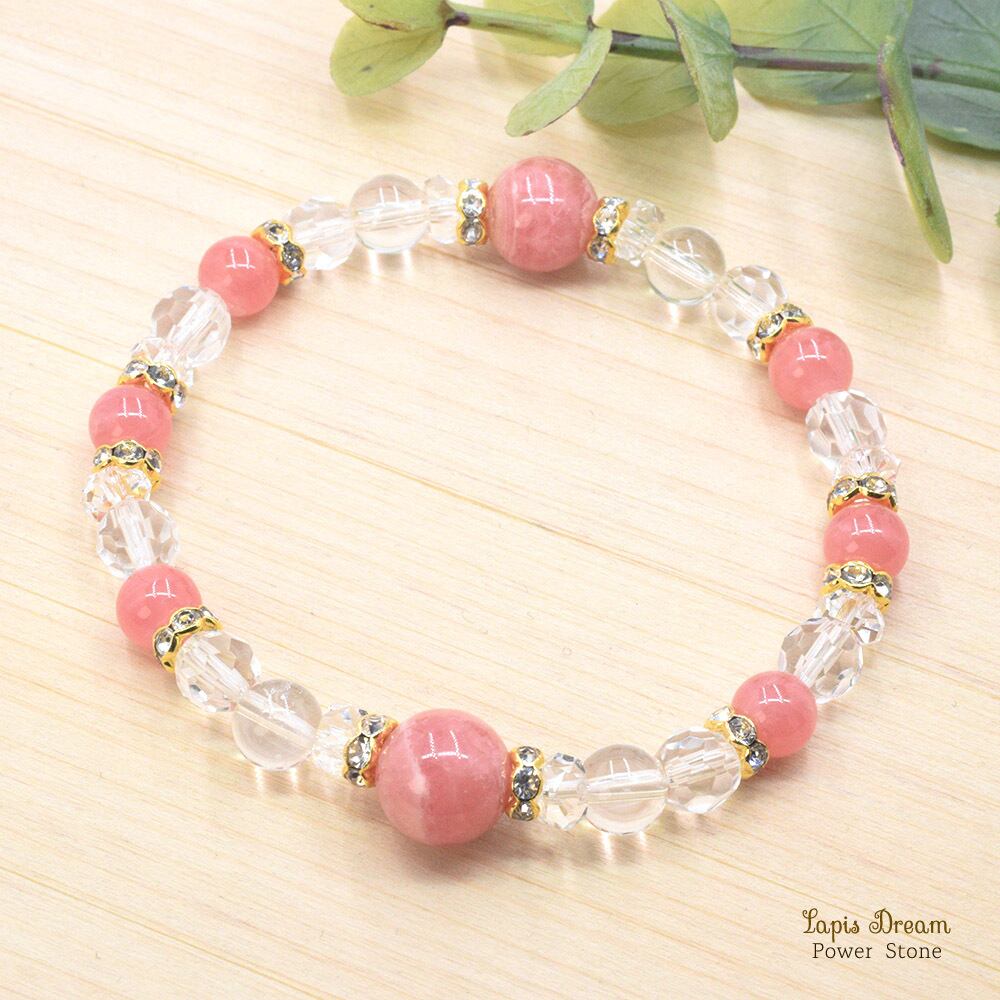 女性としての魅力を高めるお守り | インカローズと本水晶のパワーストーン ブレスレット