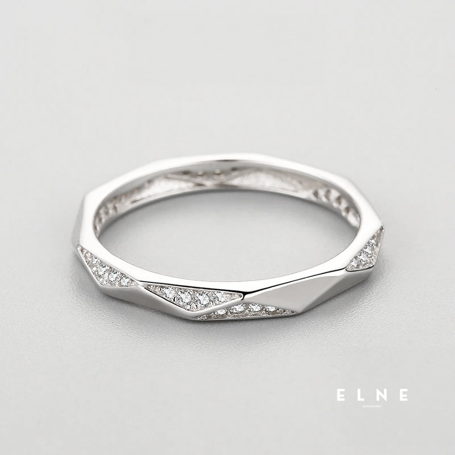 【数量限定アイテム】ジオメトリックラインジルコニアリング