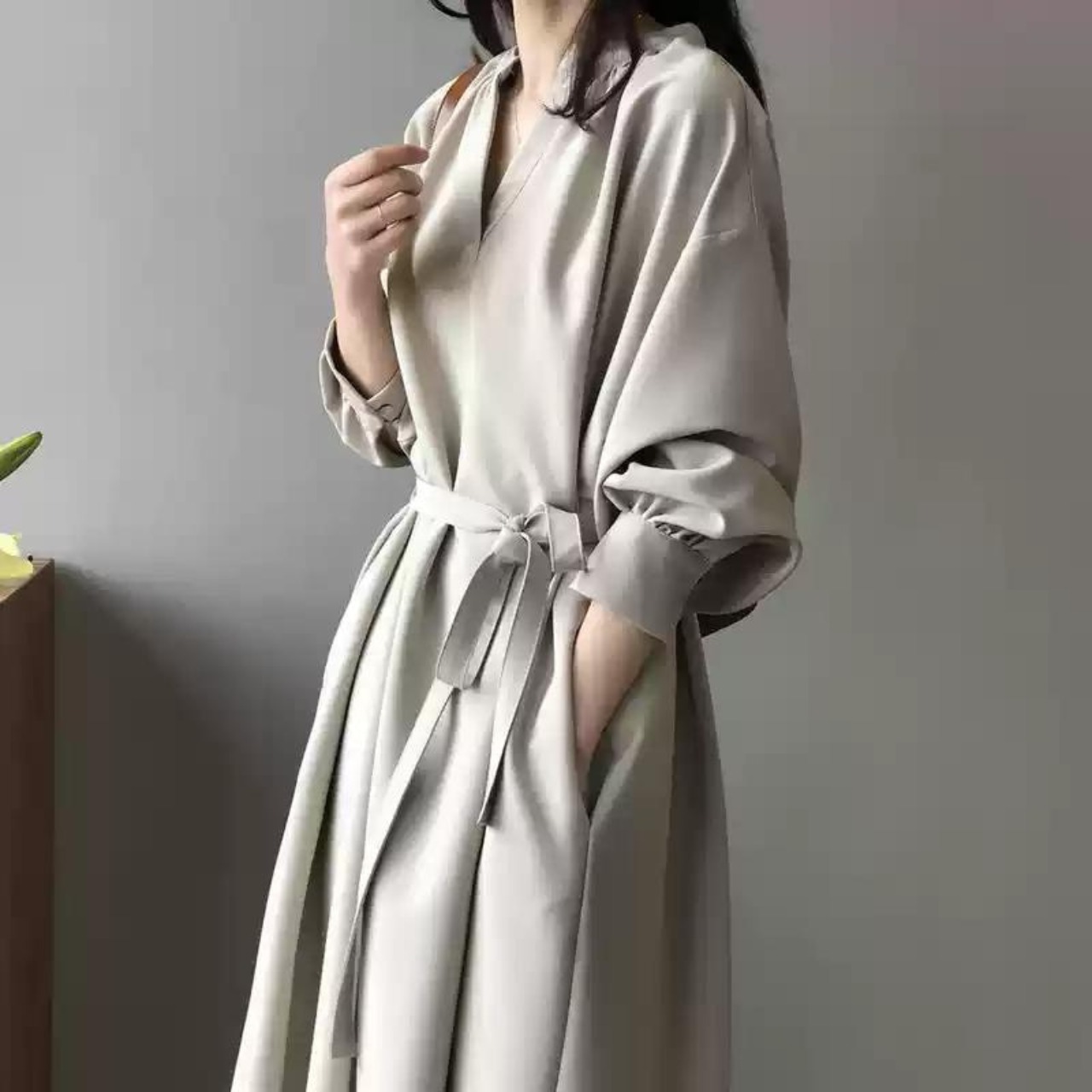 ウエストリボン ロング ワンピース 10285