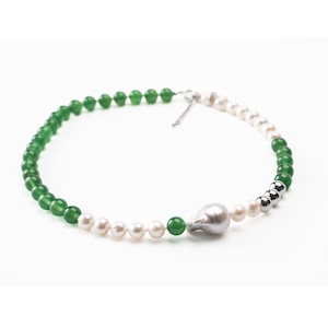 silver necklace  SMN6 グリーンカルセドニーネックレス