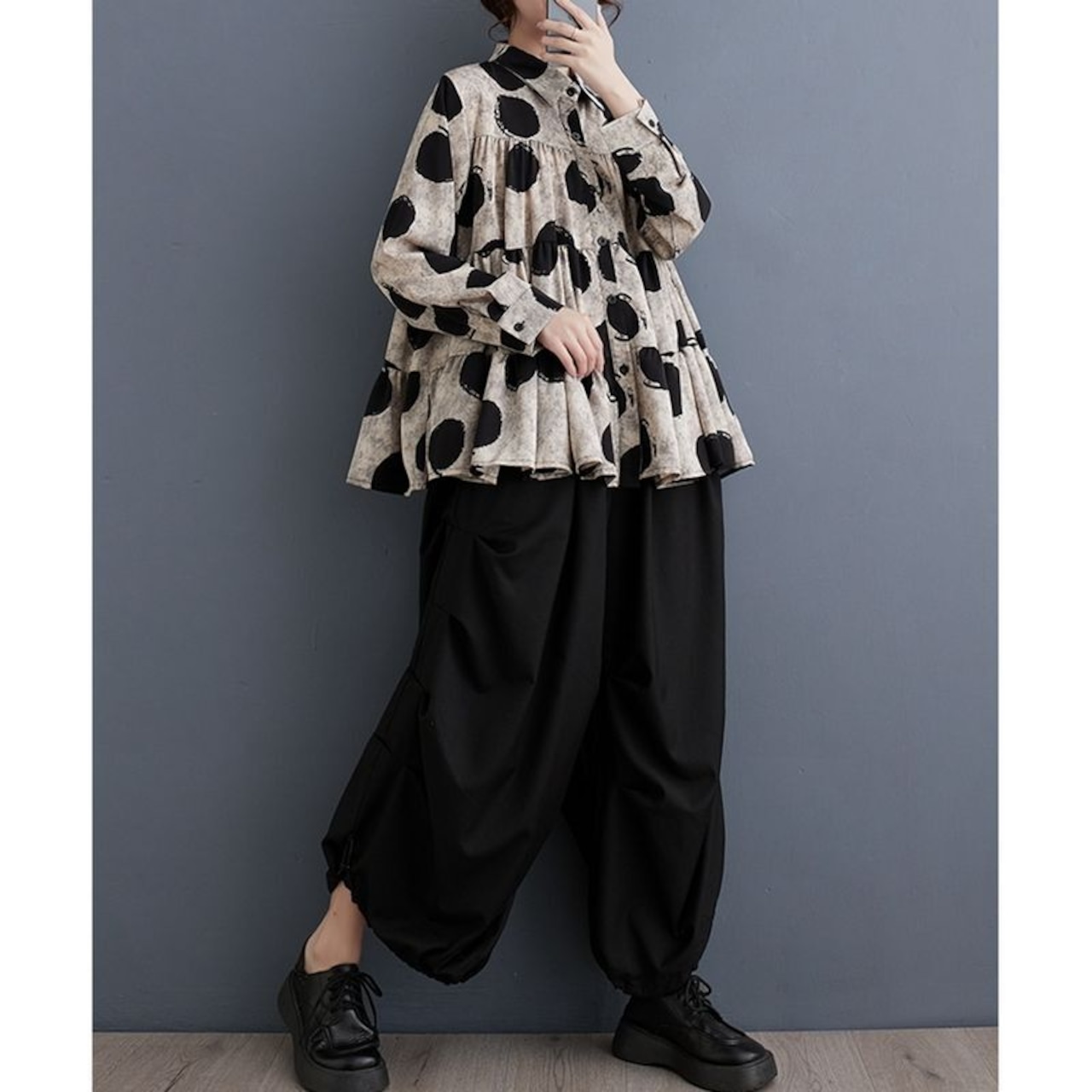 ティアードデザイン フレア袖 シャツ 00058