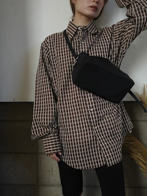 <vintage>70’s brown check over shirt