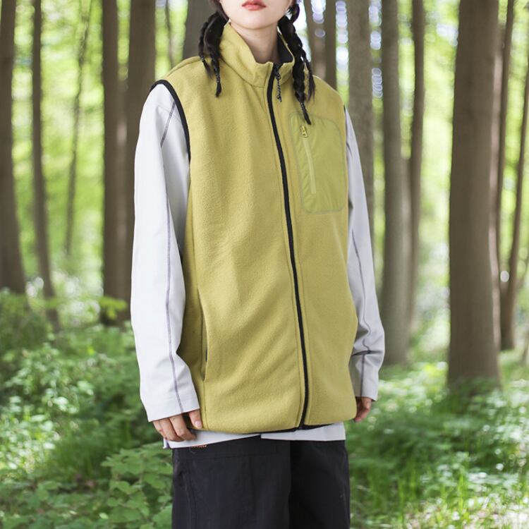Fleece Material Full Zip-up Vest ‐2col‐ A0604