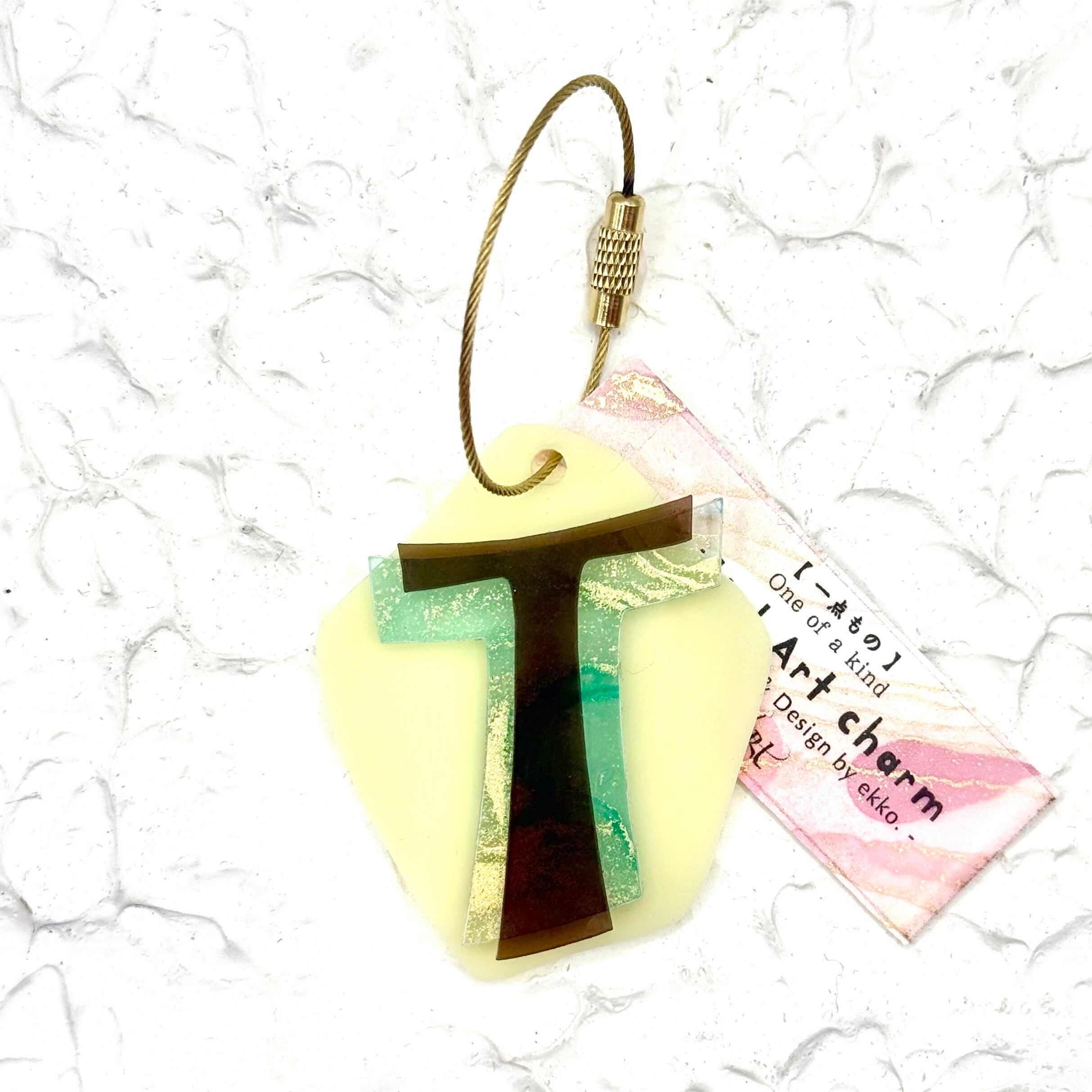 グロス♢イニシャルチャーム [ T ] Sepia × Light green × Ivory