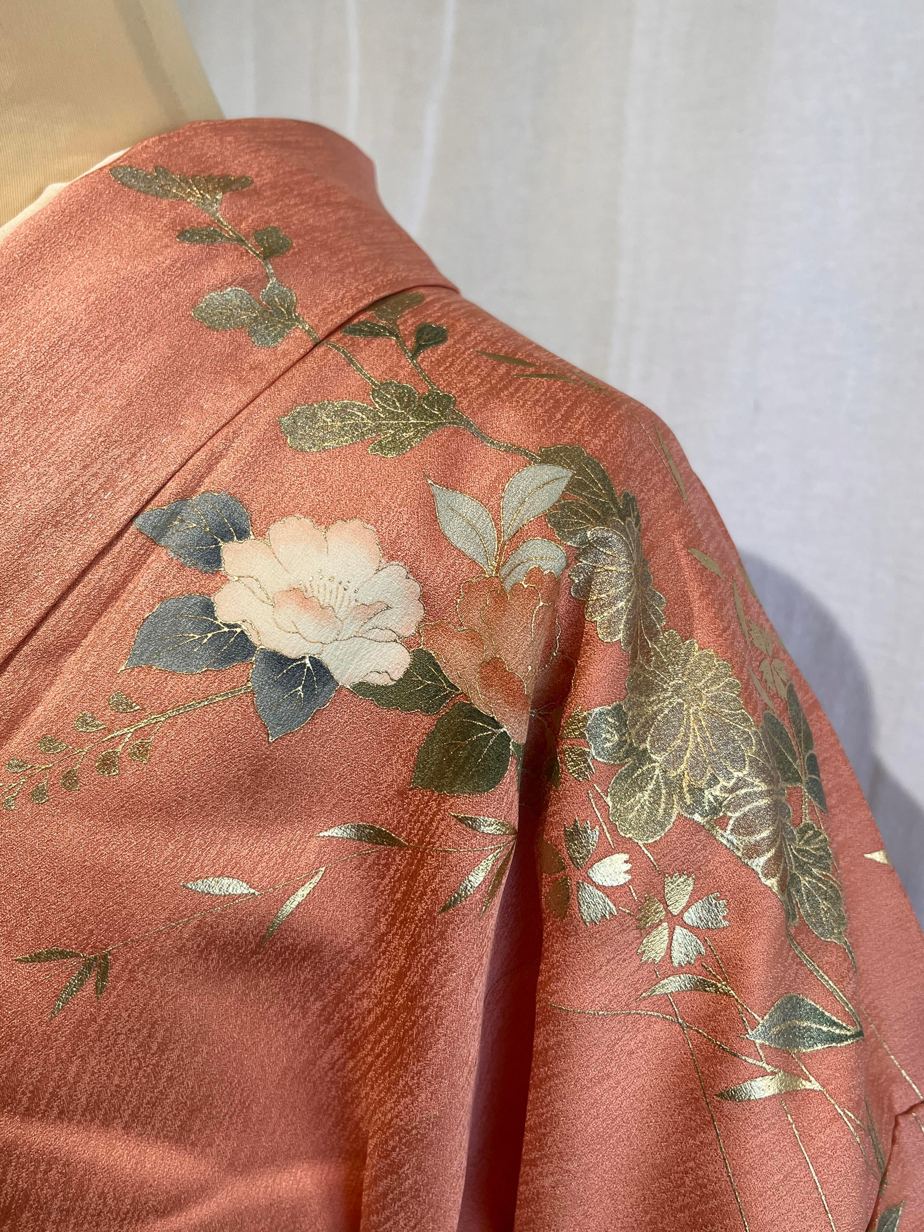 2252 高身長 金箔 訪問着 袷単品 2252 高身長 金箔 訪問着 袷単品 Houmongi (lined kimono