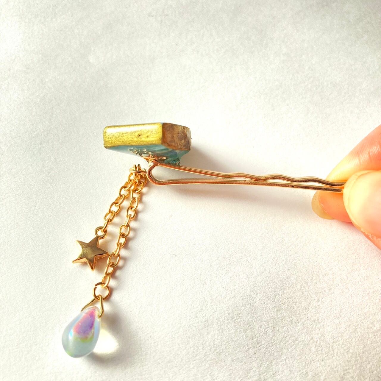 H－2943押し花 レジン ヘアクリップ ドライフラワー ヘアピン レジン