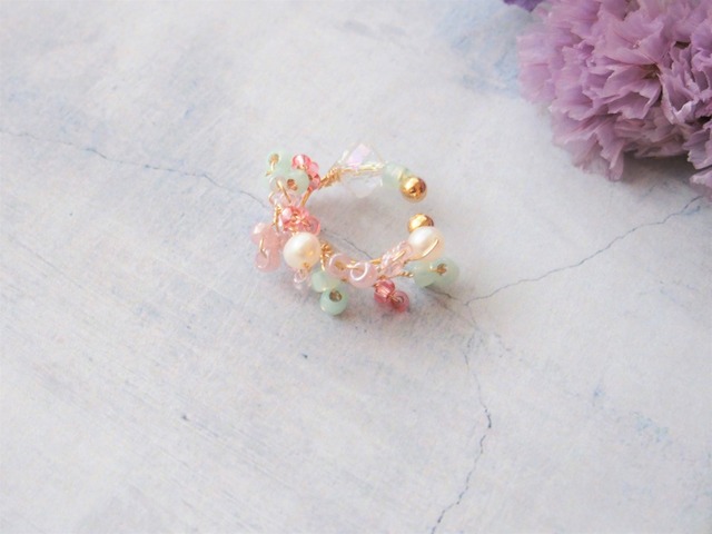 flower ear cuff(pink)