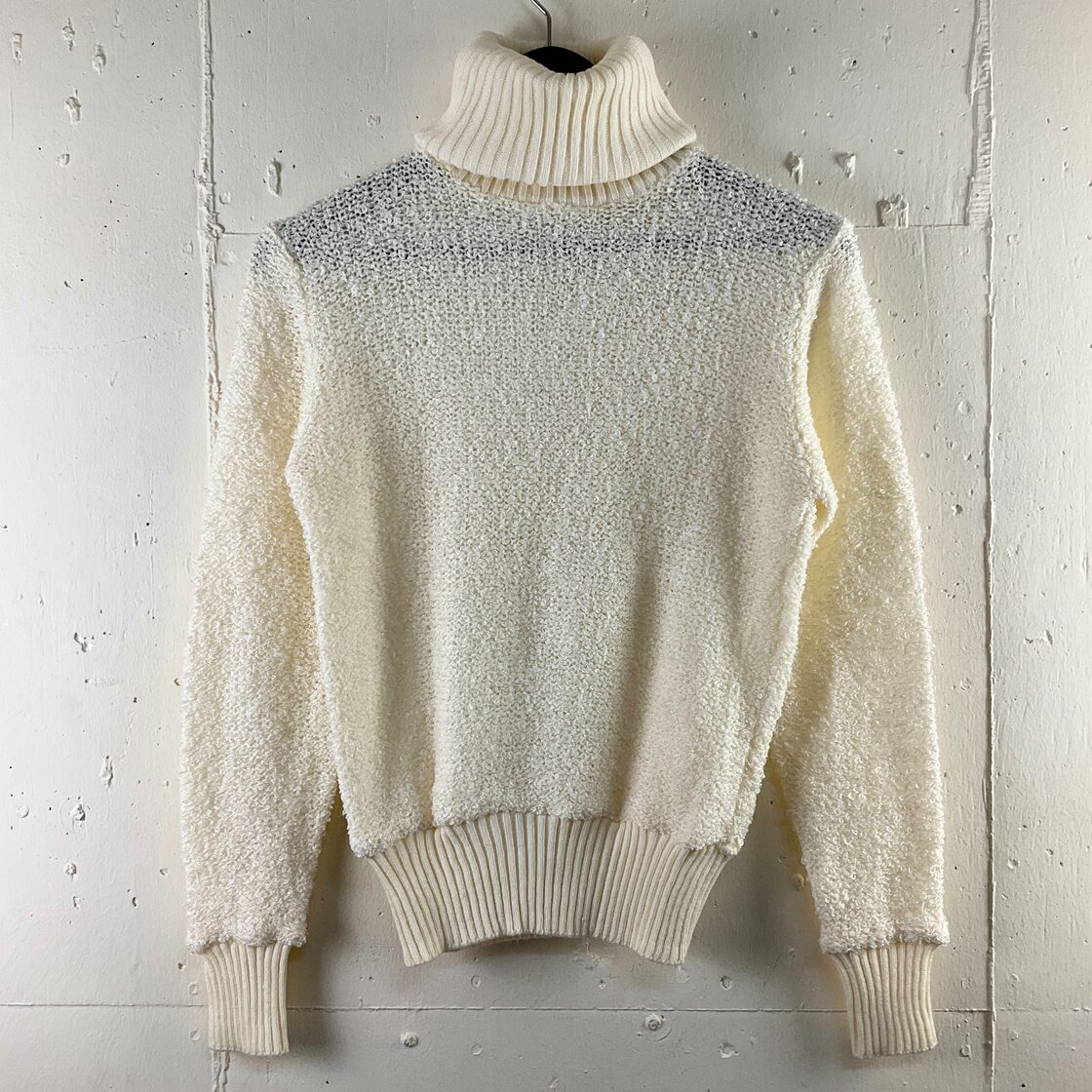 古着 ビンテージ 80s 薄手 ホワイト XL ニット セーター ザックリ 