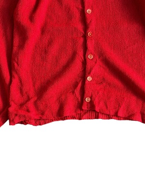 Vintage 60s Alpaca knit cardigan -RED-