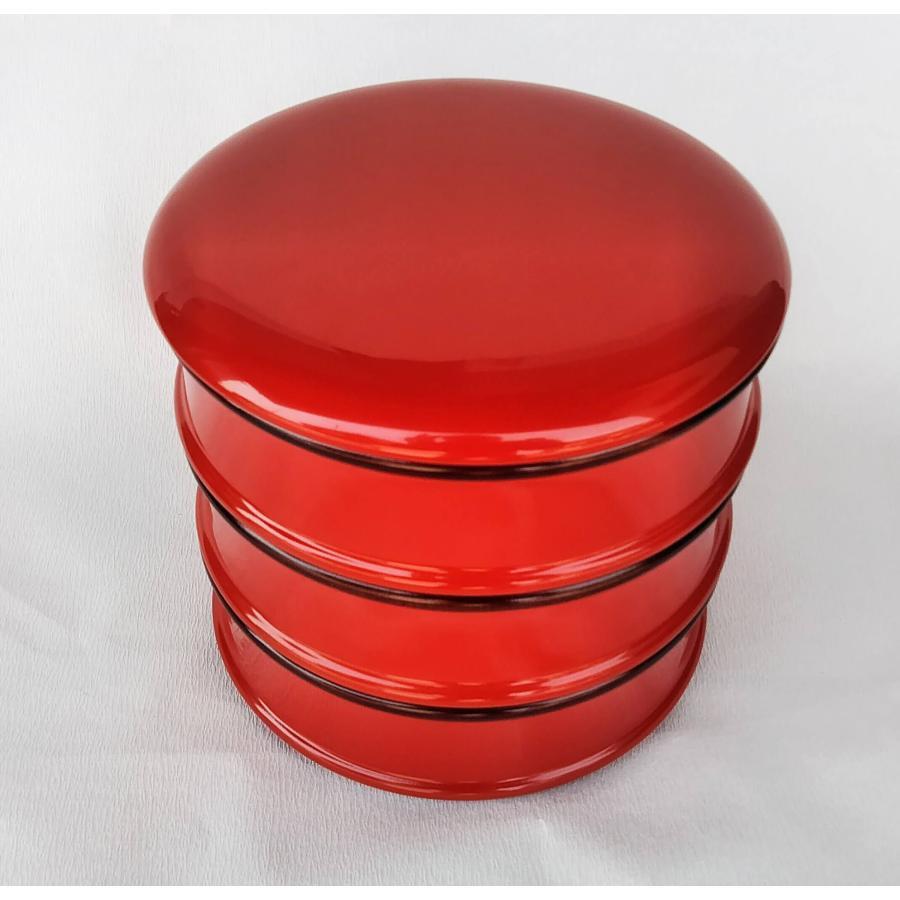 重箱 おせち 三段重 木製扇面花丸松竹梅蒔絵 溜内朱 6.5寸 20cm 漆器