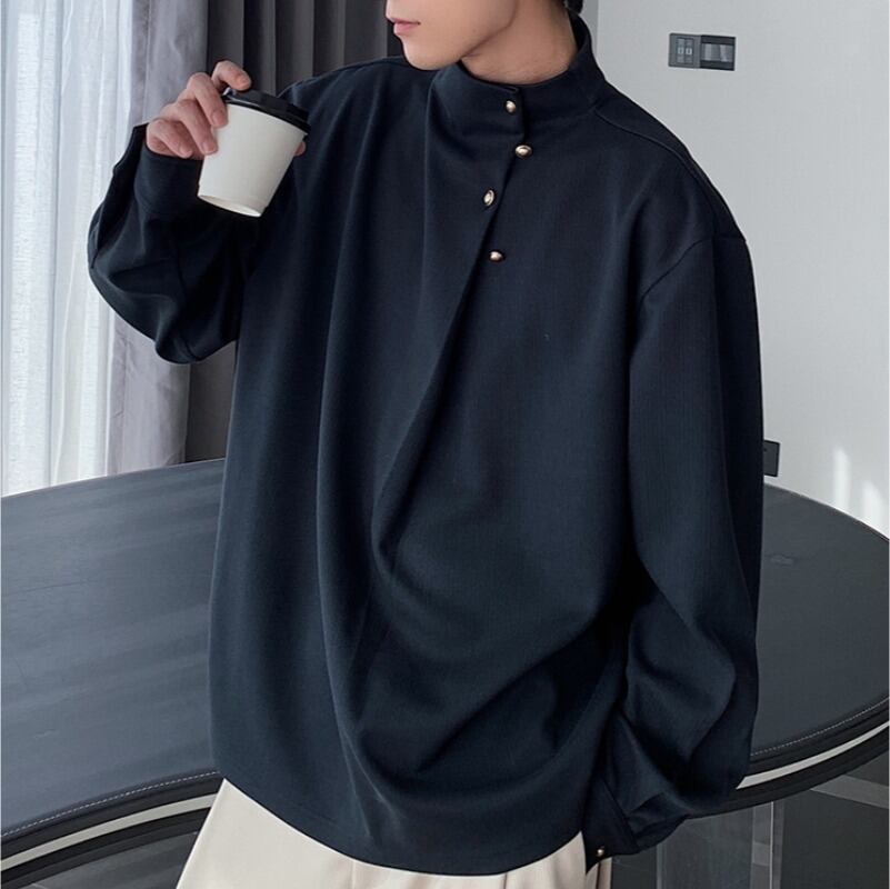 ボタン付きサイドウェイカラーカットソー C10085