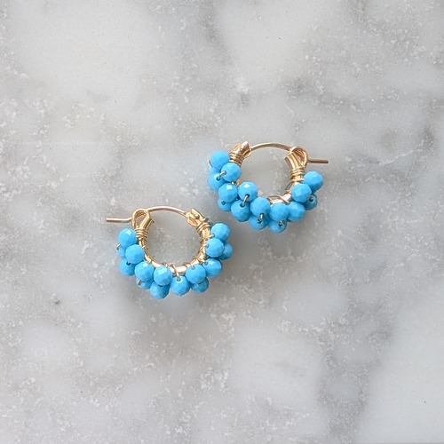 14kgf Sleeping Beauty Turquoise wrapped pierced earring / clip on