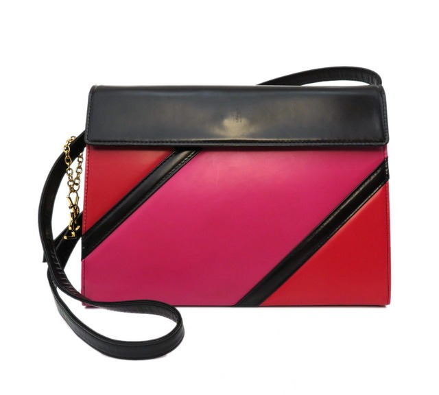 Yves Saint Laurent / イヴサンローラン YSLロゴチャーム付き トリコロール 3色 レザー ショルダーバッグ