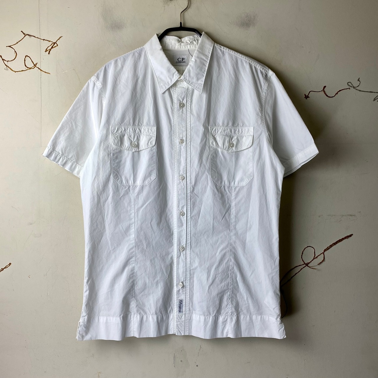 C.P.COMPANY white cotton S/S shirt