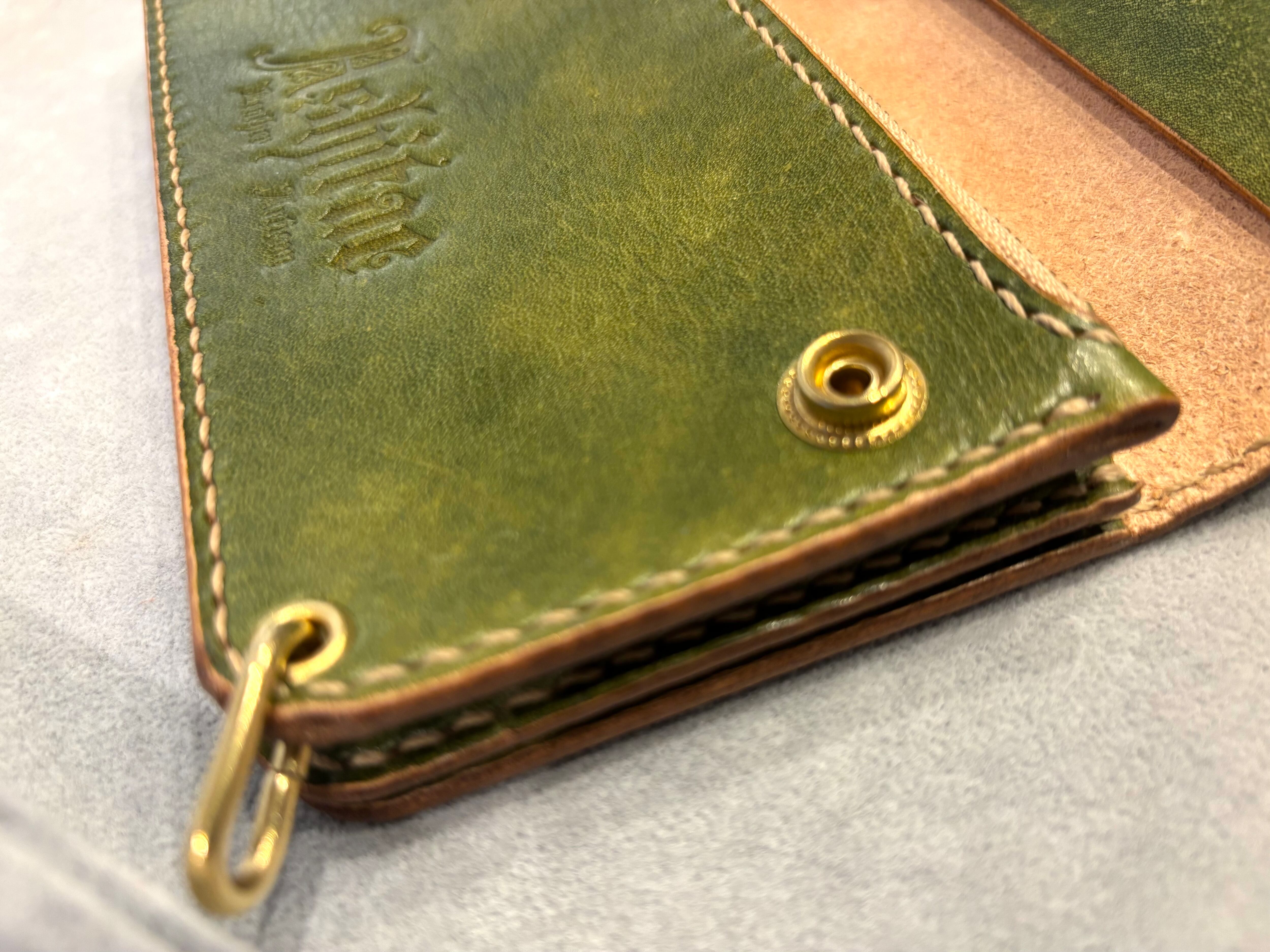 トラッカーウォレット TW01-GR 緑 グリーン 長財布 本革 | ashitae