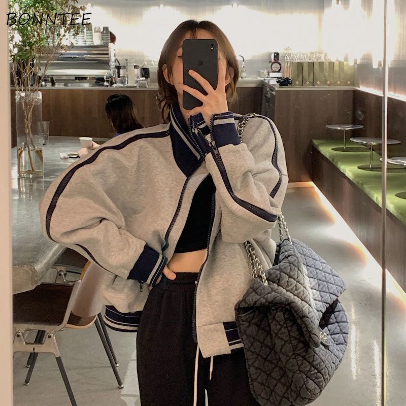 【新作】【送料無料】 ジャケット女性スタイリッシュなパネル張りルーズ秋レディース生き抜くジッパー入札コンフォート学生ベーシッククラシックアメリカンスタイルレジャー 023711580133